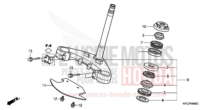 STEERING STEM for Varadero 125 BRITANY SILVER METALLIC (NH403) from 2004